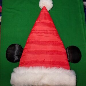 Disney Parks Christmas Holiday Mickey Mouse Quilted Santa Hat Ears Adult NWT